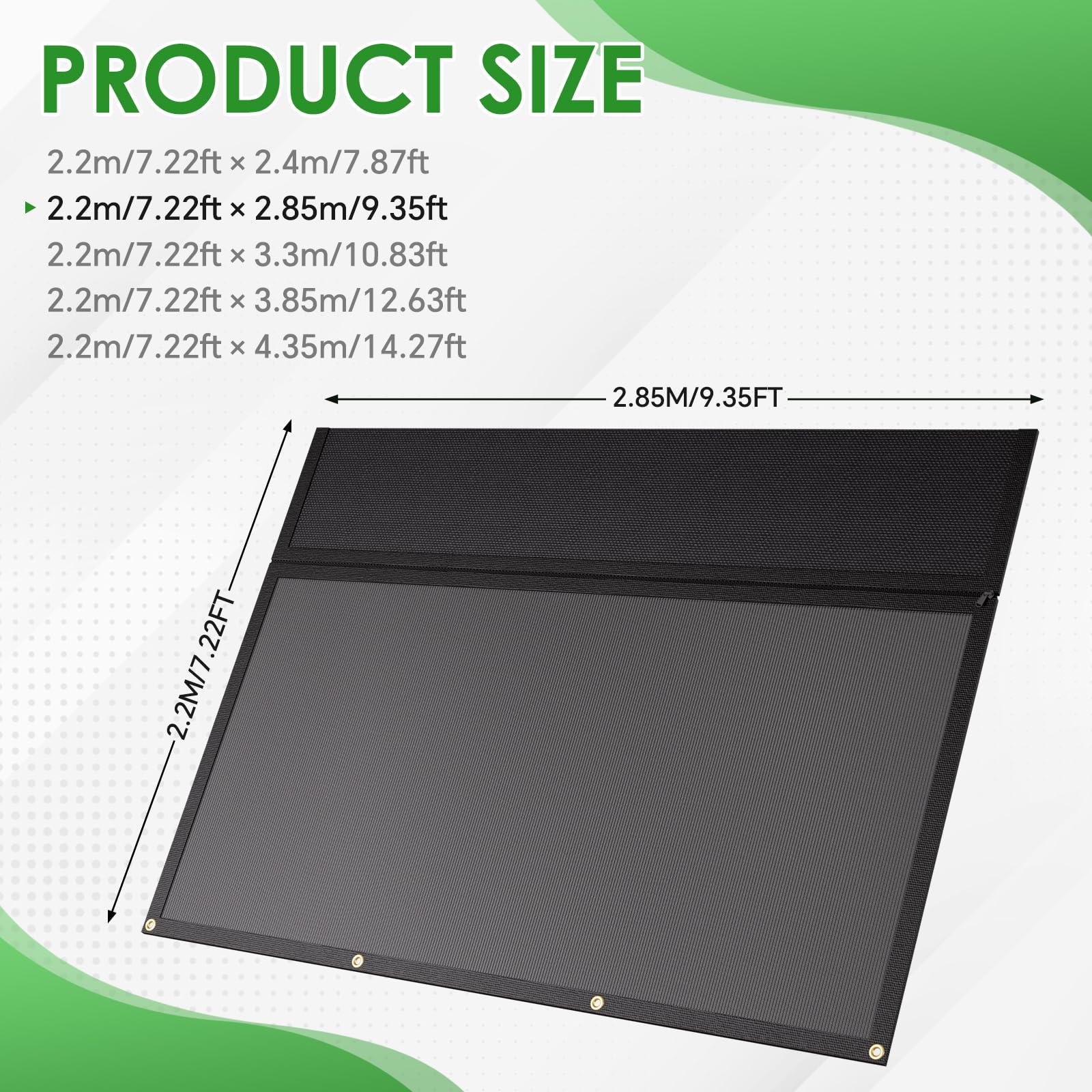 RV Awning Sun Shade, Motorhome Campervan Sun Blocker with Zipper Design, Sun Protection Privacy Screen Visual Protection for Outdoor Caravan Camping Travel (2.2x2.85m) - 2