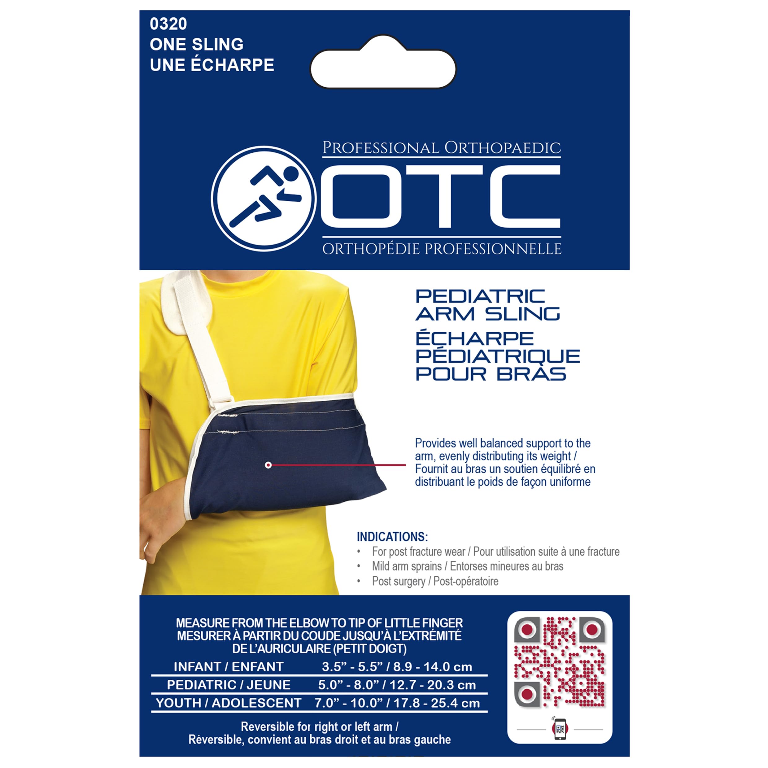 OTC KidsLine Arm Sling, Shoulder Cradle Style Support, Navy, Youth