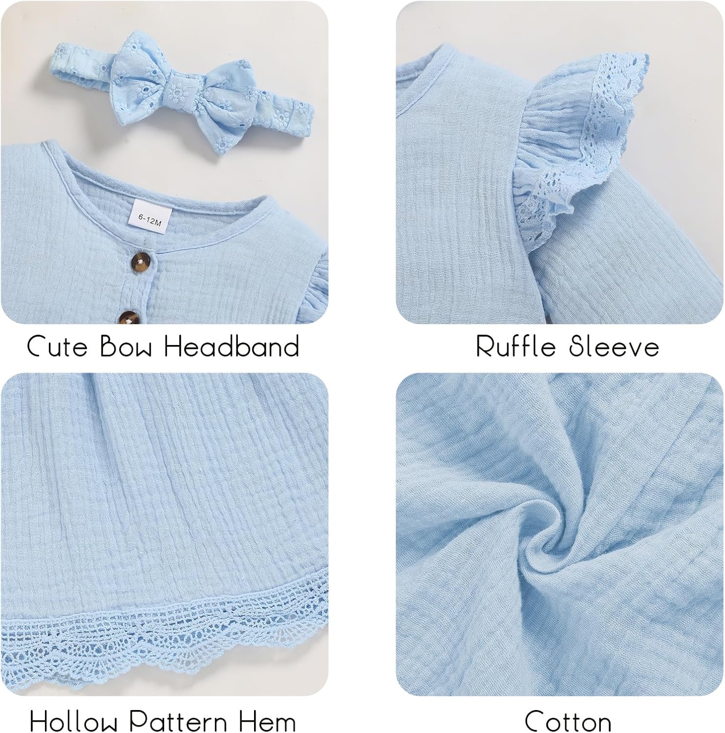 Sinhoon Toddler Fall Dress Baby Girl Dress Ruffle Long Sleeve Toddler Girl Dress Smocked Baby Fall Dresses with Bow Headband - Image 5