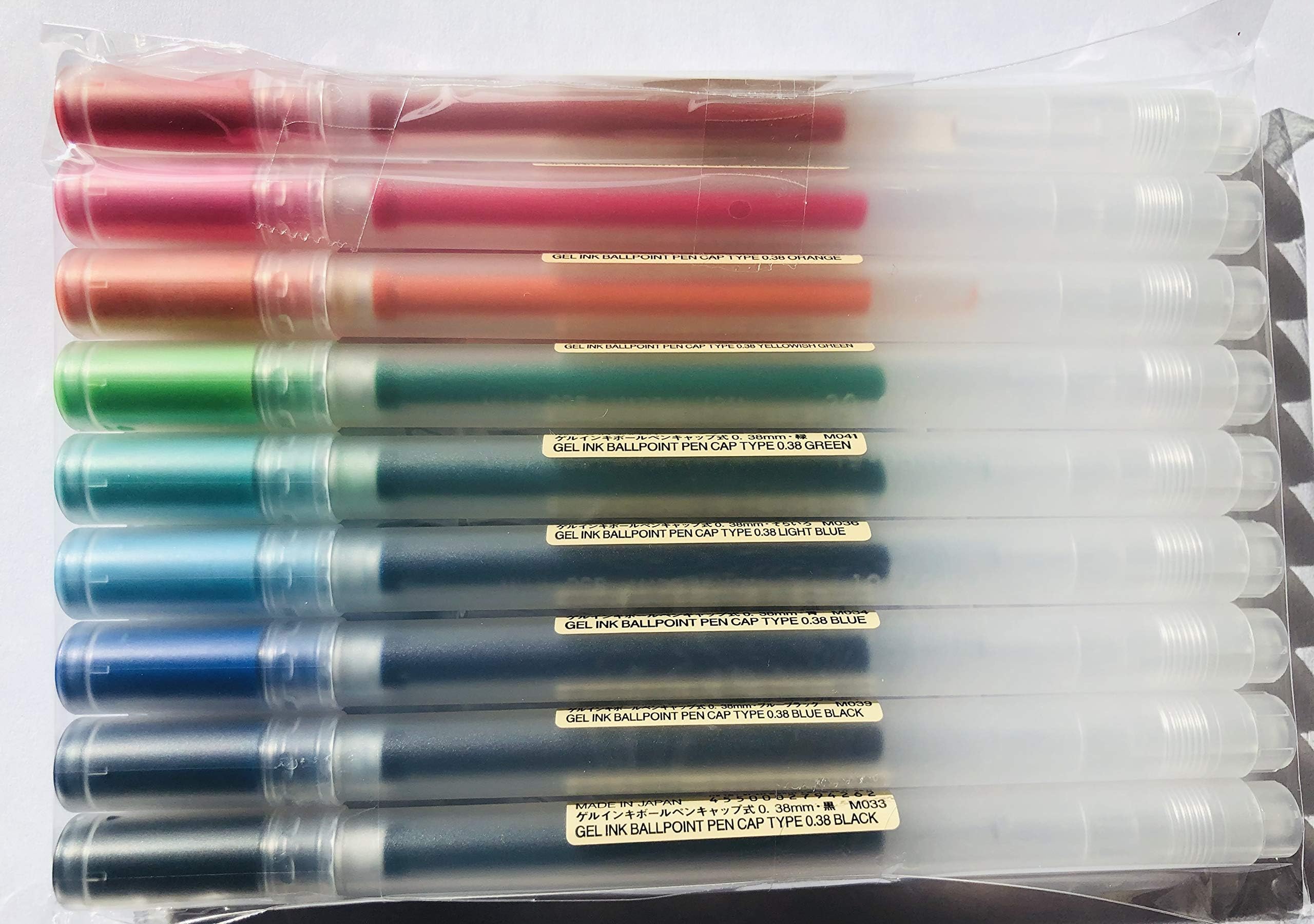 MUJIGel Ink Ballpoint Pens 0.38mm 9-colors Pack by Office 4 All