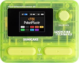 SONICAKE Gitarren Effektpedal Multi-Effekte 9 Effektmodule 100 Presets 20 Amp/Cab Gitarren Effektprozessor OTG USB Audio Interface BT mit APP Pocket Master (Transparent Grün)