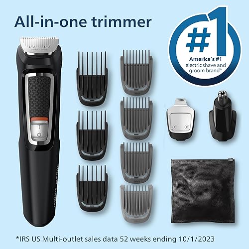 Miniatura 7 de Philips Norelco Multi Groomer 3000 - Máquina de afeitar todo en uno, kit de aseo para hombre, 13 piezas, para barba, cara, nariz y orejas, sin