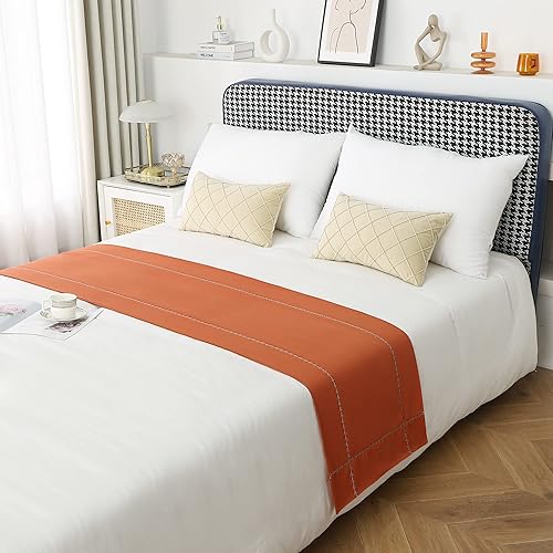 Vista 28 de Camino de cama de 102.4 x 19.7 in para cama King, mantas para pie de cama, color beige, camino de cama, bufandas para dormitorio, hotel, sala