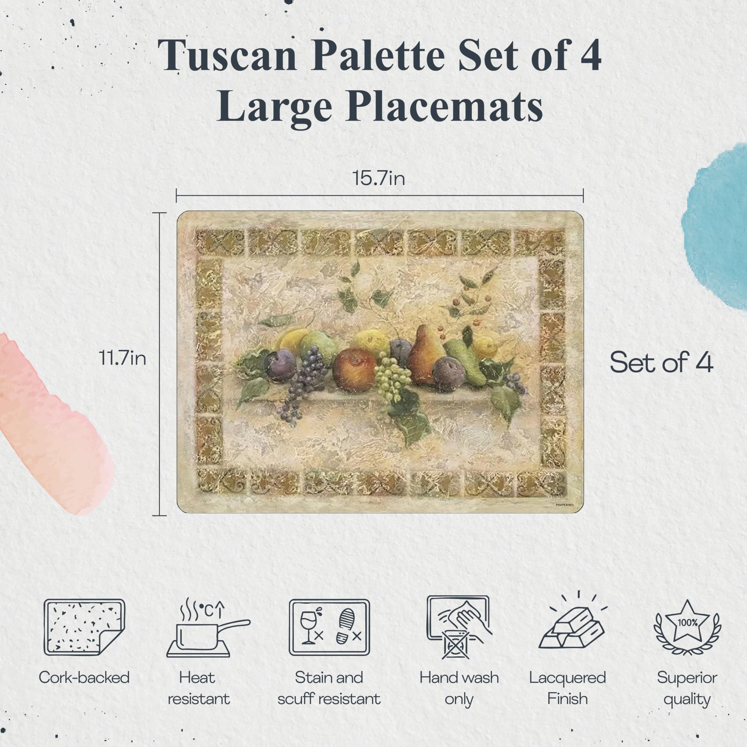 Pimpernel Tuscan Palette Podkładki pod talerze, zestaw 4 szt.