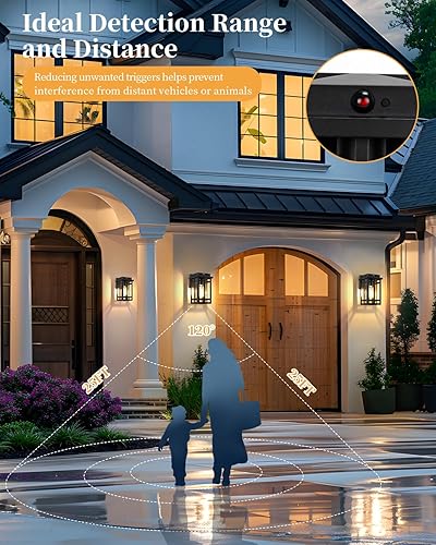 Vista 33 de Paquete de 2 lámparas de pared para exteriores del anochecer al amanecer de 9.76 pulgadas, lámpara exterior de montaje de pared para luz de porche