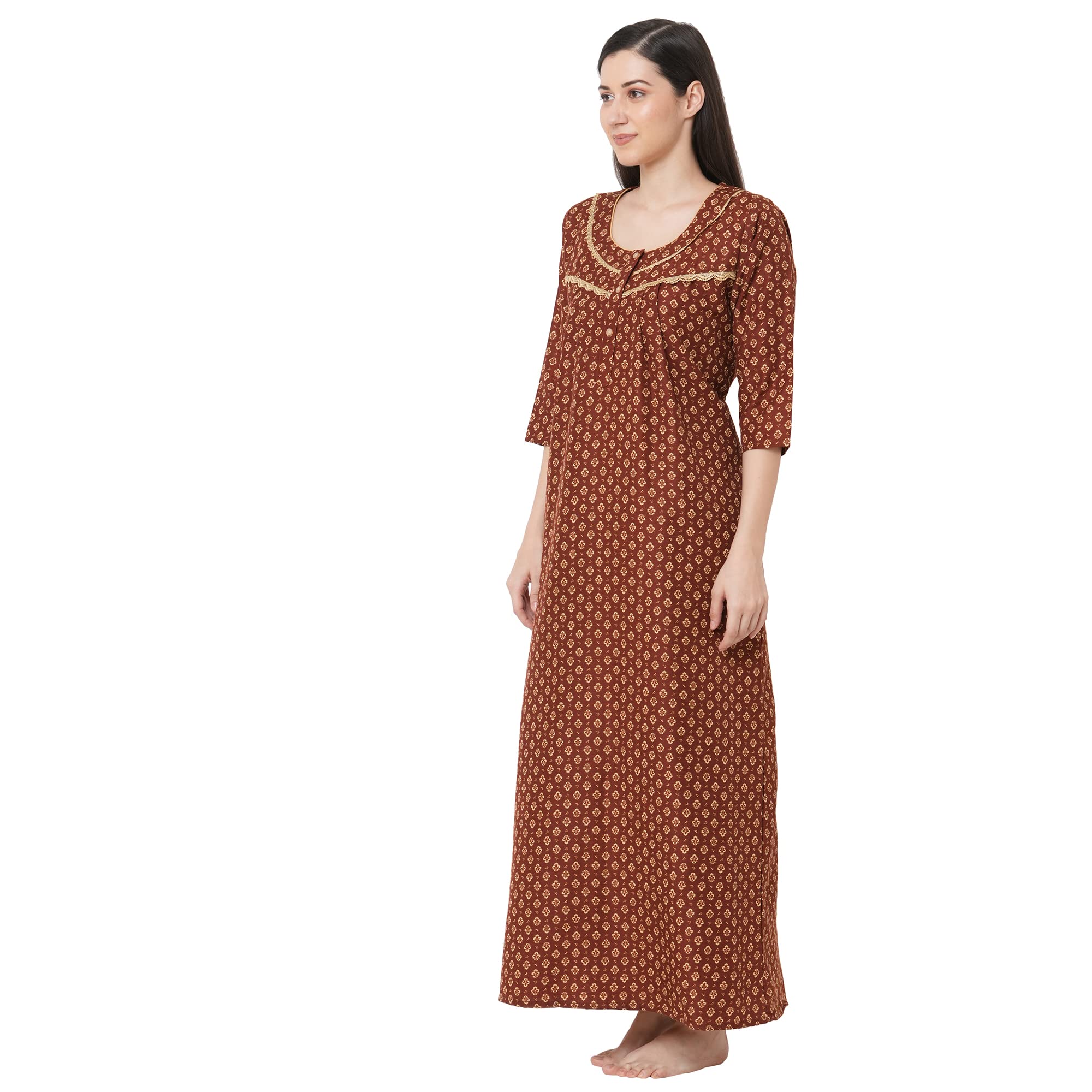 sweet dreams Women's Cotton Maxi Casual Relaxed Nightgown-picture-35