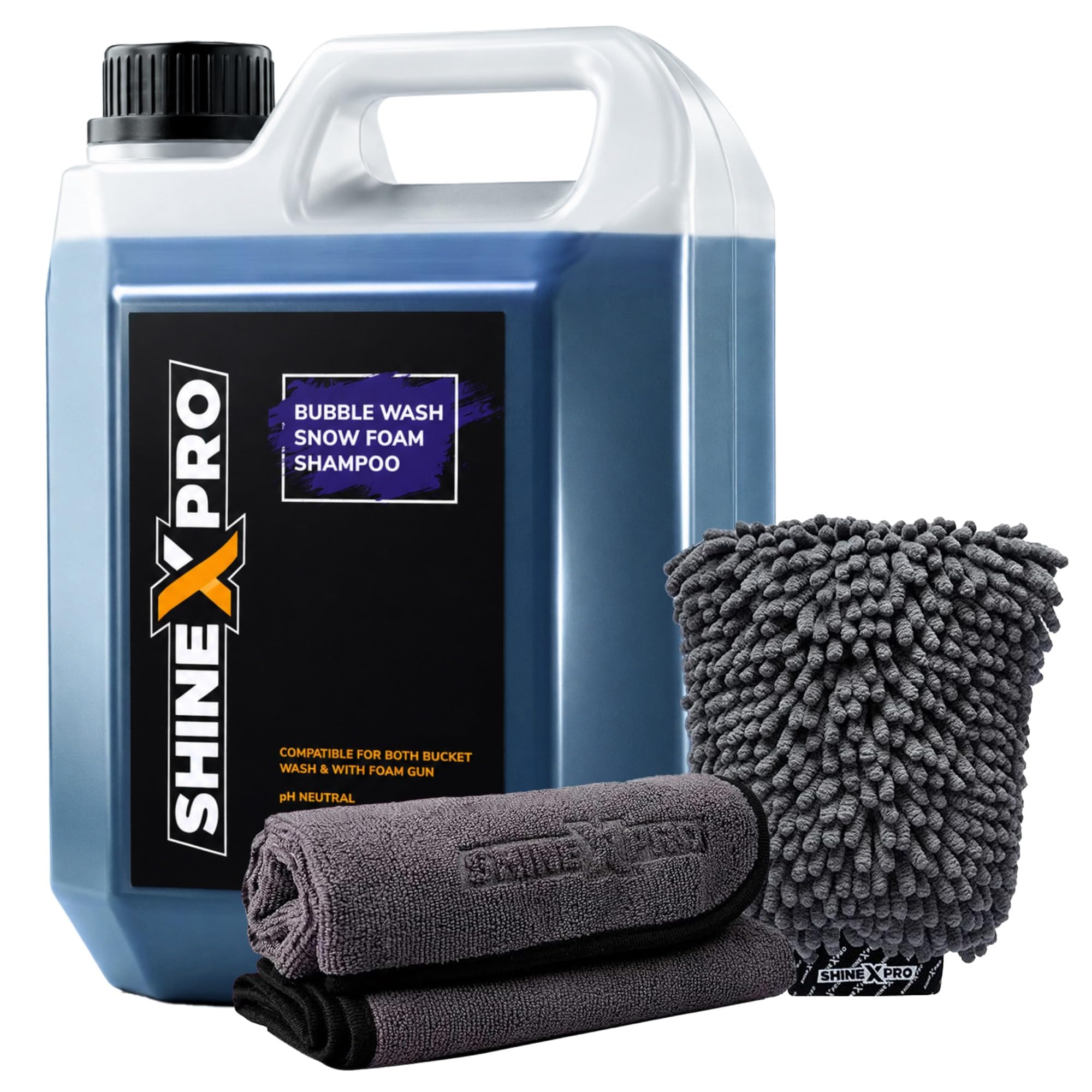 ShineXPro 2.7 Ltr Foam Car Wash Shampoo With 2Pcs 400GSM Microfiber Cloth & Wash Mitt - Thick Foam With Shine Enhancing Formula-image-47