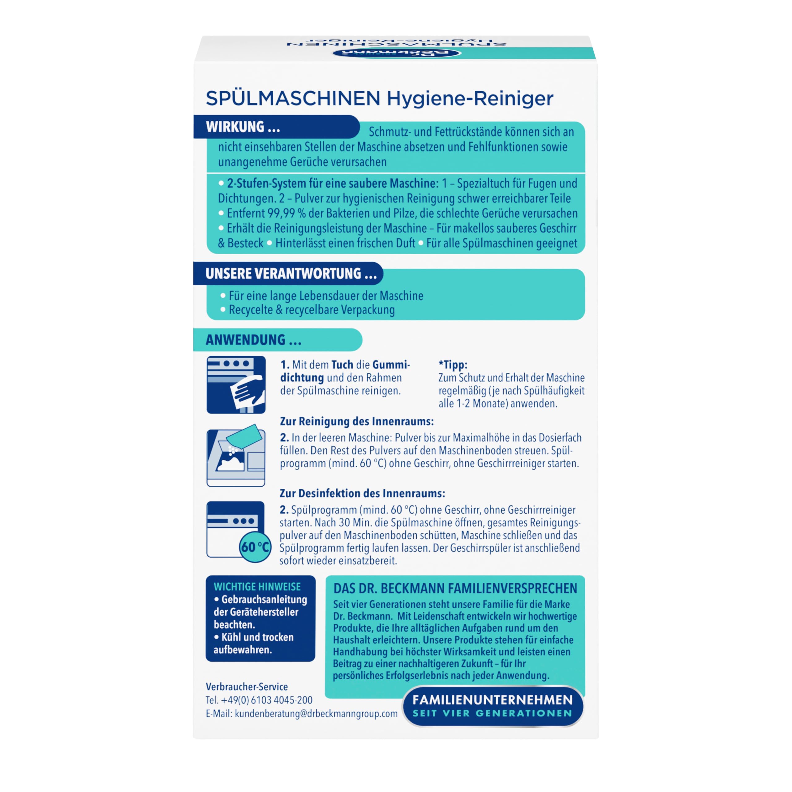 Dr. Beckmann Spülmaschinen Hygiene-Reiniger | 75 g + Tuch – Ansicht 2