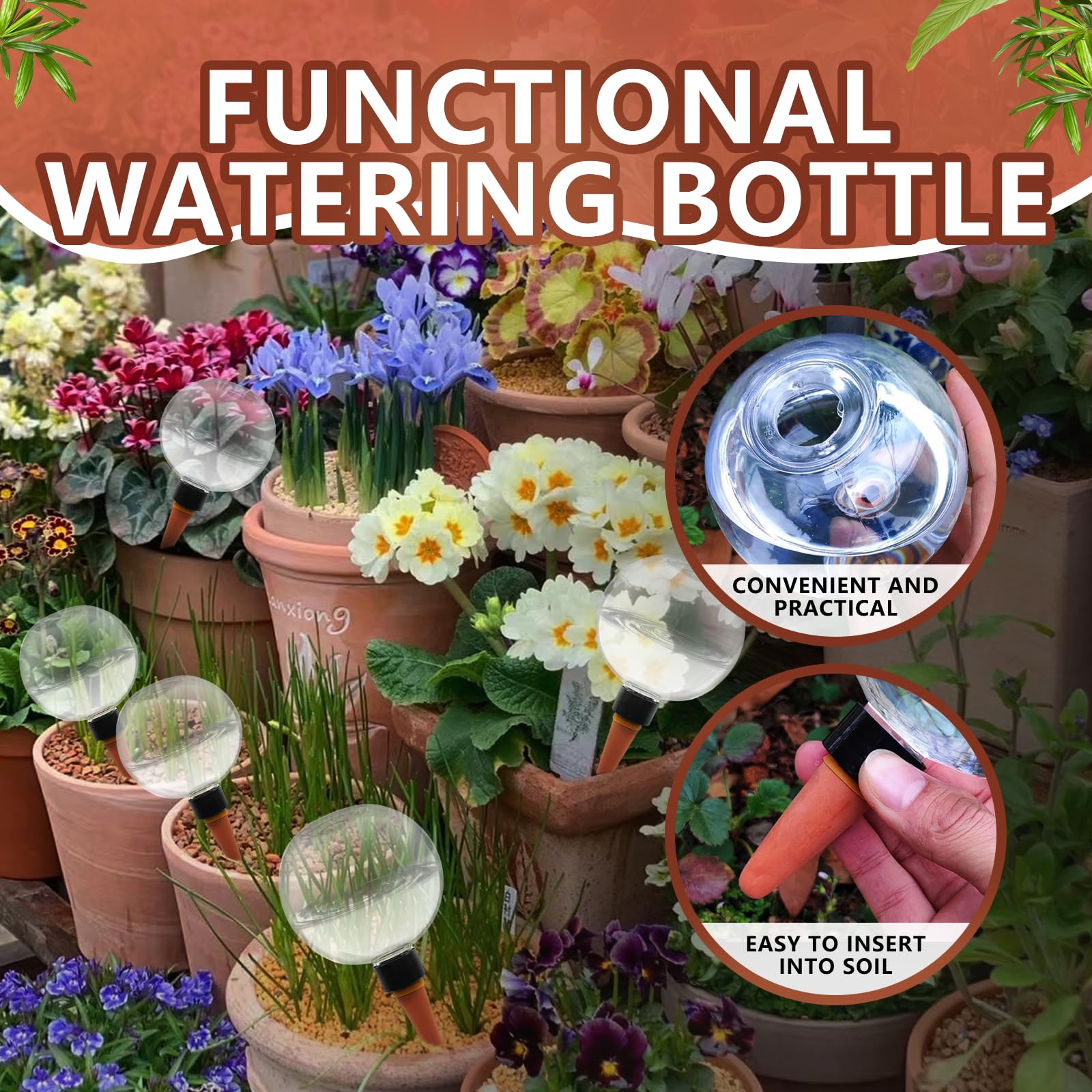Lot de 4 Boule Arrosage Plante, Boules D'Irrigation pour Plant, Ampoules d'arrosage automatiques, bulbes d'irrigation Transparents, Globe d'Arrosage Plant 500ml, pour balcons Plantes de Jardin