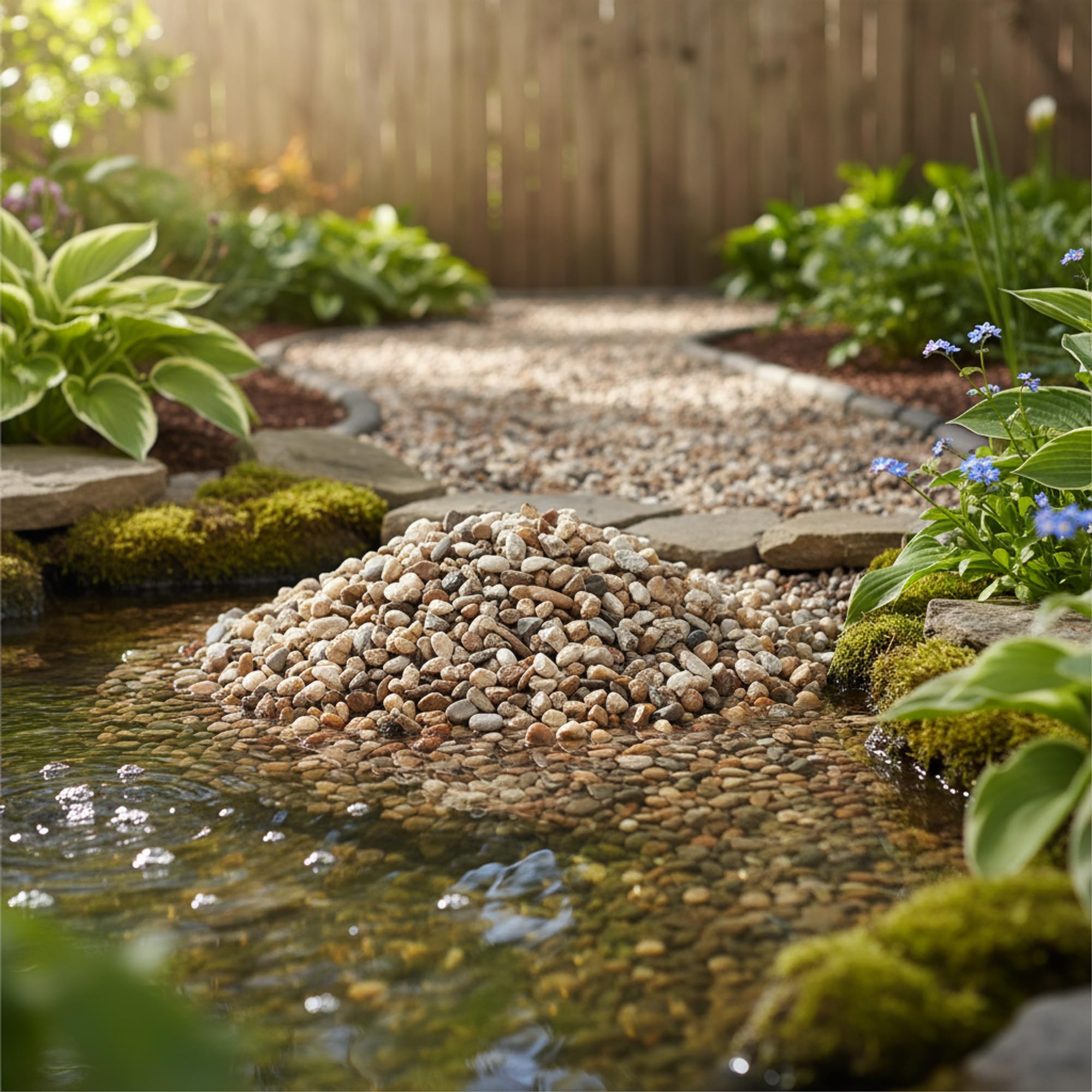 Alwe Rheinkies 2-8 mm – Bunter Zierkies für Garten & Teich, natürlich gerundet, frostsicher und chemiefrei, 25 kg