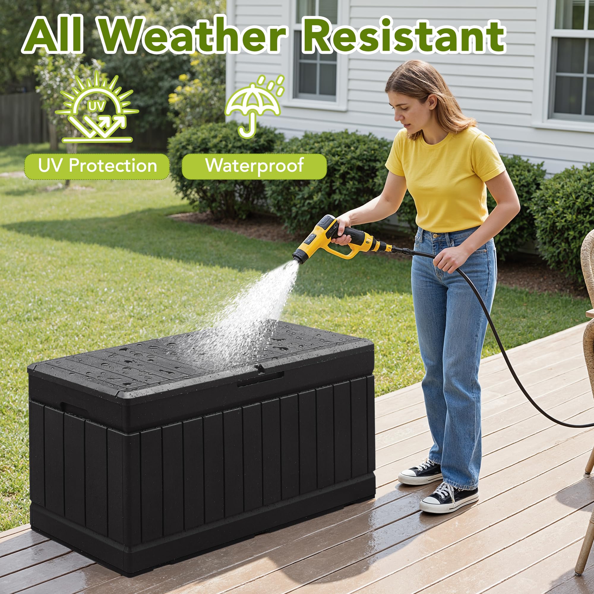 Devoko 78 Gallon Deck Box, Waterproof Resin Outdoor Storage Box — product photo