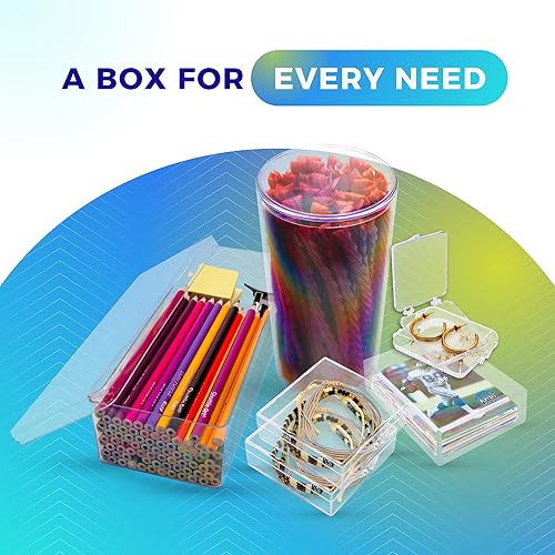 Miniatura 7 de 1 Clear Hard Plastic Box with Hinged Lid , 10 38" L x 6" W x 2" H, Plastic Display Case and Keepsake Storage Box, Made in USA by Gary Plastic