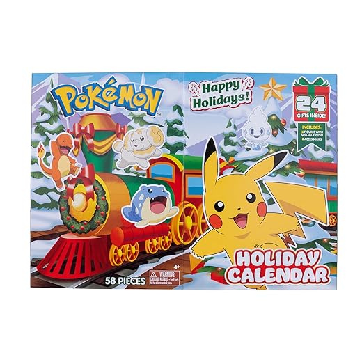 Pokémon Calendario dell'Avvento per le festività, con 16 personaggi da 5,1 cm con finitura speciale e otto accessori unici