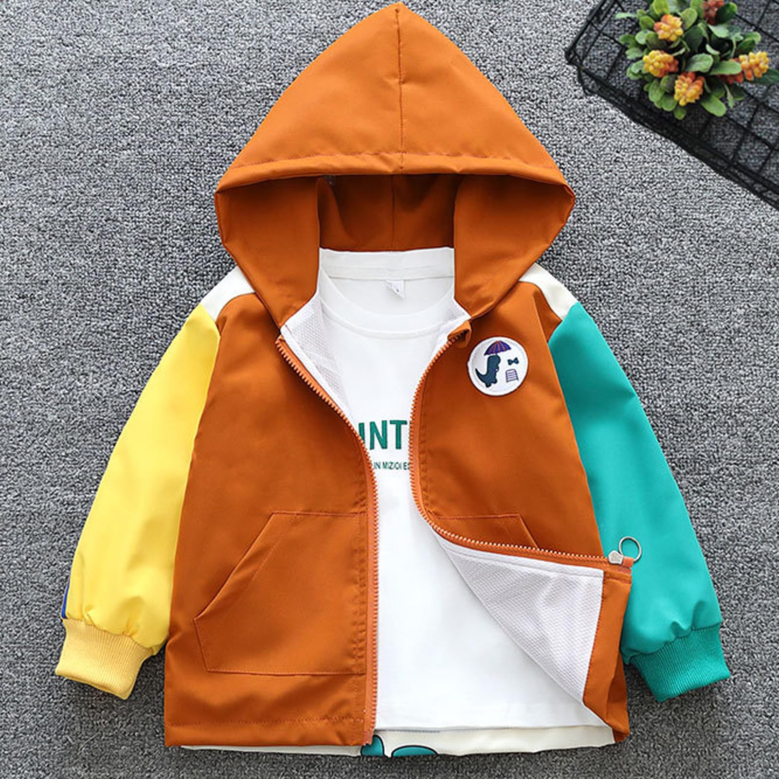 Manteau Enfant Garçon Veste Mi-saison à Capuche Coupe-vent Blouson Trench-coat Respirant pour Printemps Automne