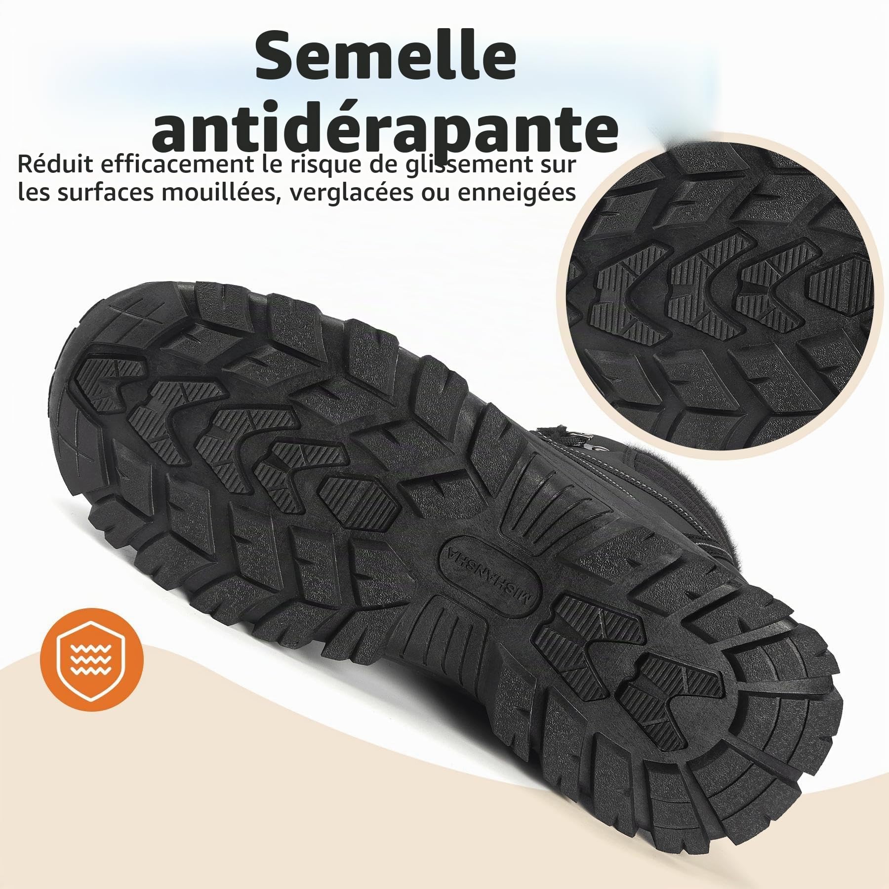 Mishansha Chaussures Femme Hiver Bottines Chaudes Fourrées Gr.36-42 | Chaussure Randonnée,Antidérapante,Bottes de Neige,Bottine Hiver,Doublure Peluche,Trekking Camping