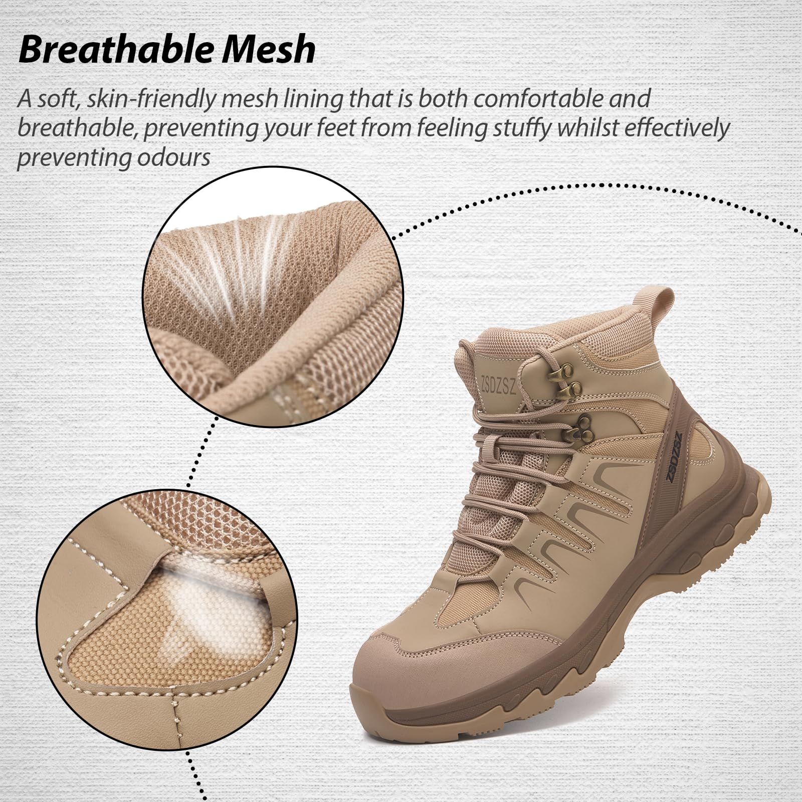Zapatos de seguridad para hombre y mujer, botas de trabajo ligeras con