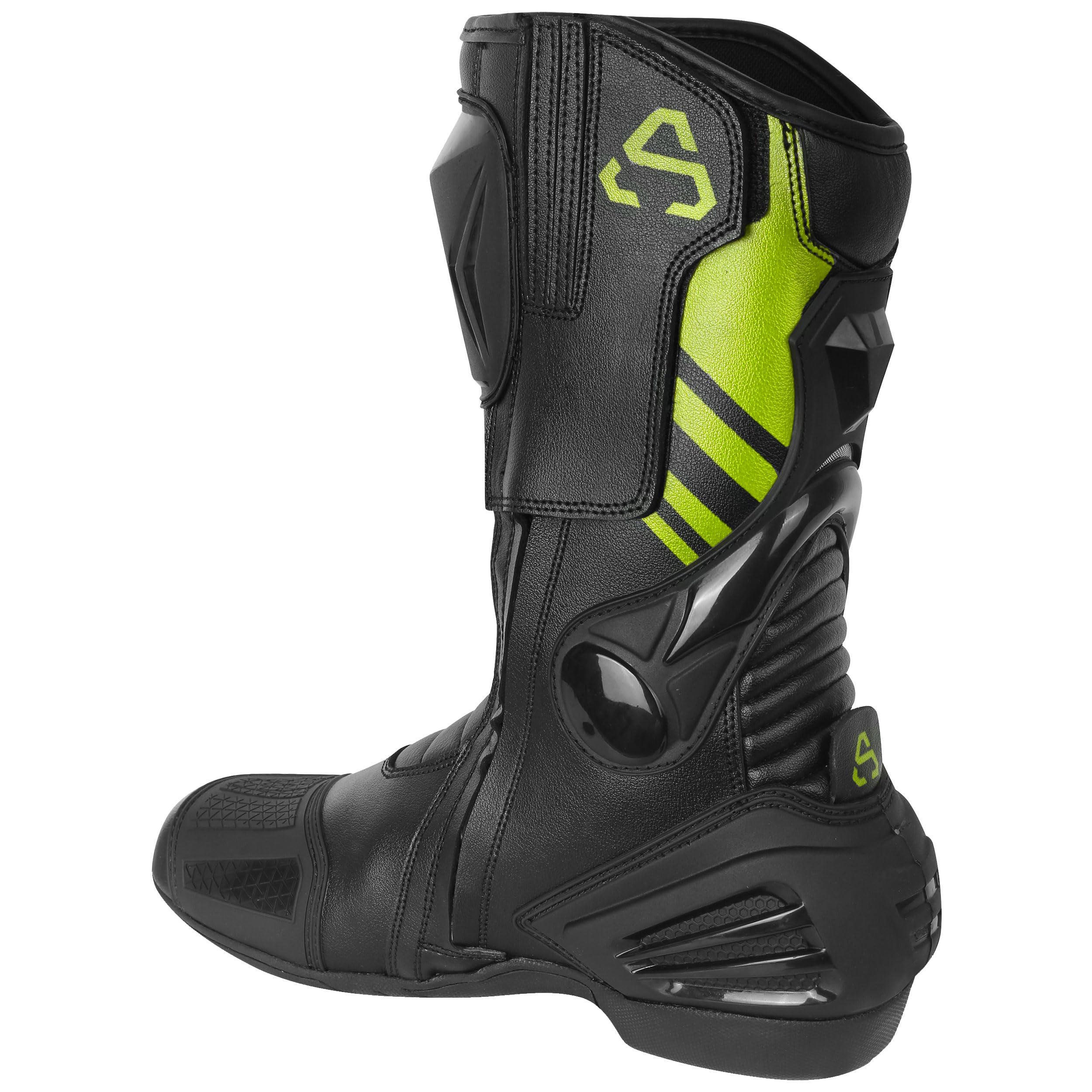 Botas de moto unisex de piel con protecciones reforzadas, suela antideslizante y cierre con cremallera y