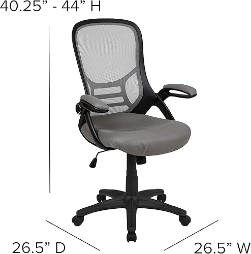 Miniatura 3 de Flash Furniture Porter - Silla de oficina giratoria de respaldo alto con soporte lumbar ajustable y altura del asiento, silla de escritorio