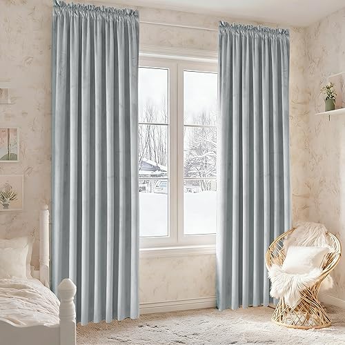 Miniatura 56 de Cortinas de terciopelo JIUZHEN, cortinas opacas suaves de terciopelo retro para dormitorio, cortinas elegantes con reducción de ruido y Rosa