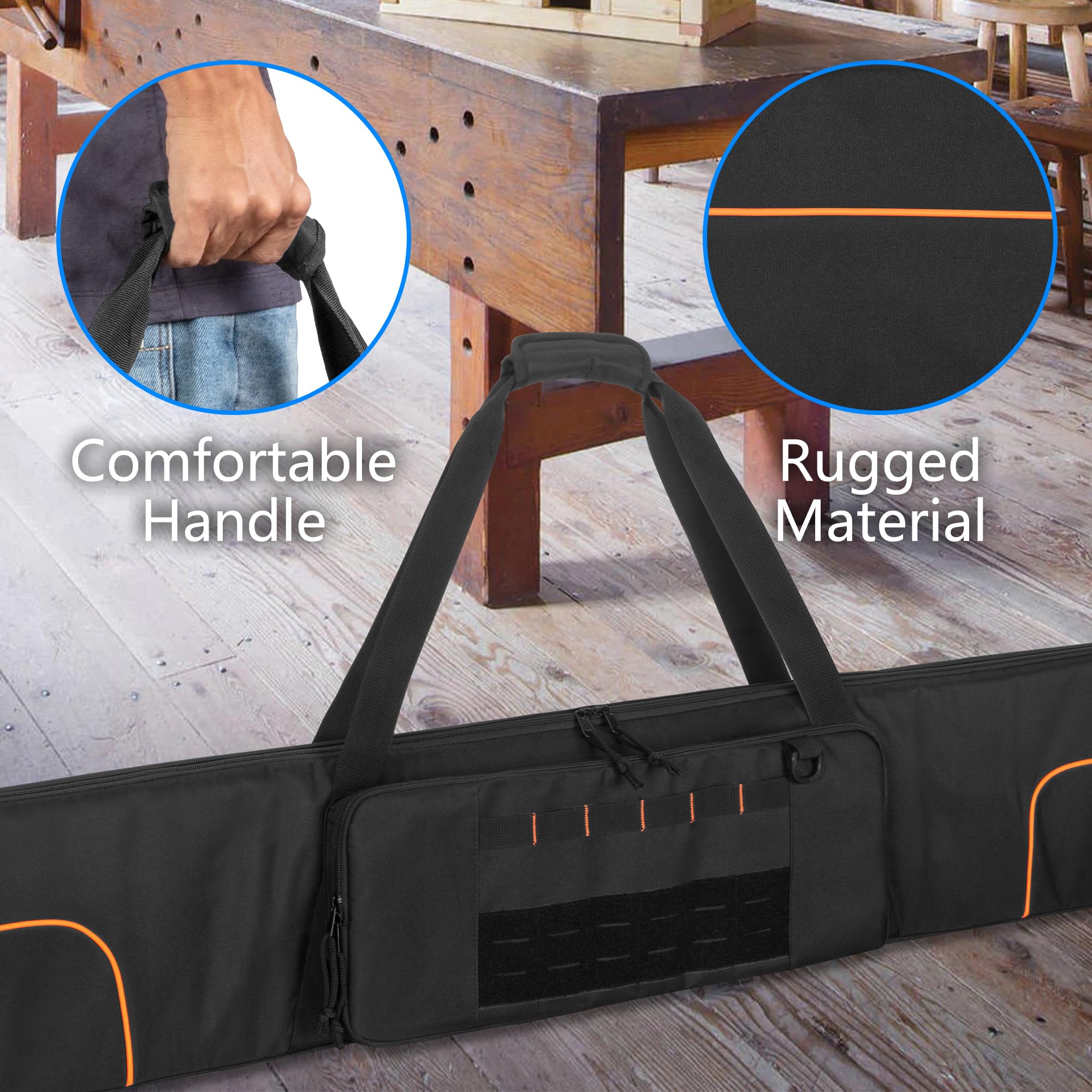 Rexmica Borsa per 2 Guide per Seghe Circolari, Porta Binario Guida Imbottita - Fino a 150 cm, Borsa per il Trasporto di Binario Guida con Ampia Tasca con Cerniera e Maniglia, Nero (Solo Borsa)