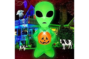 4 FT Inflatable Alien with Pumpkin Decorations