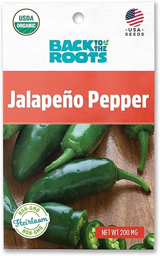 Back to the Roots Paquete de semillas de pimienta jalapeño orgánica, cultivadas en EE. UU