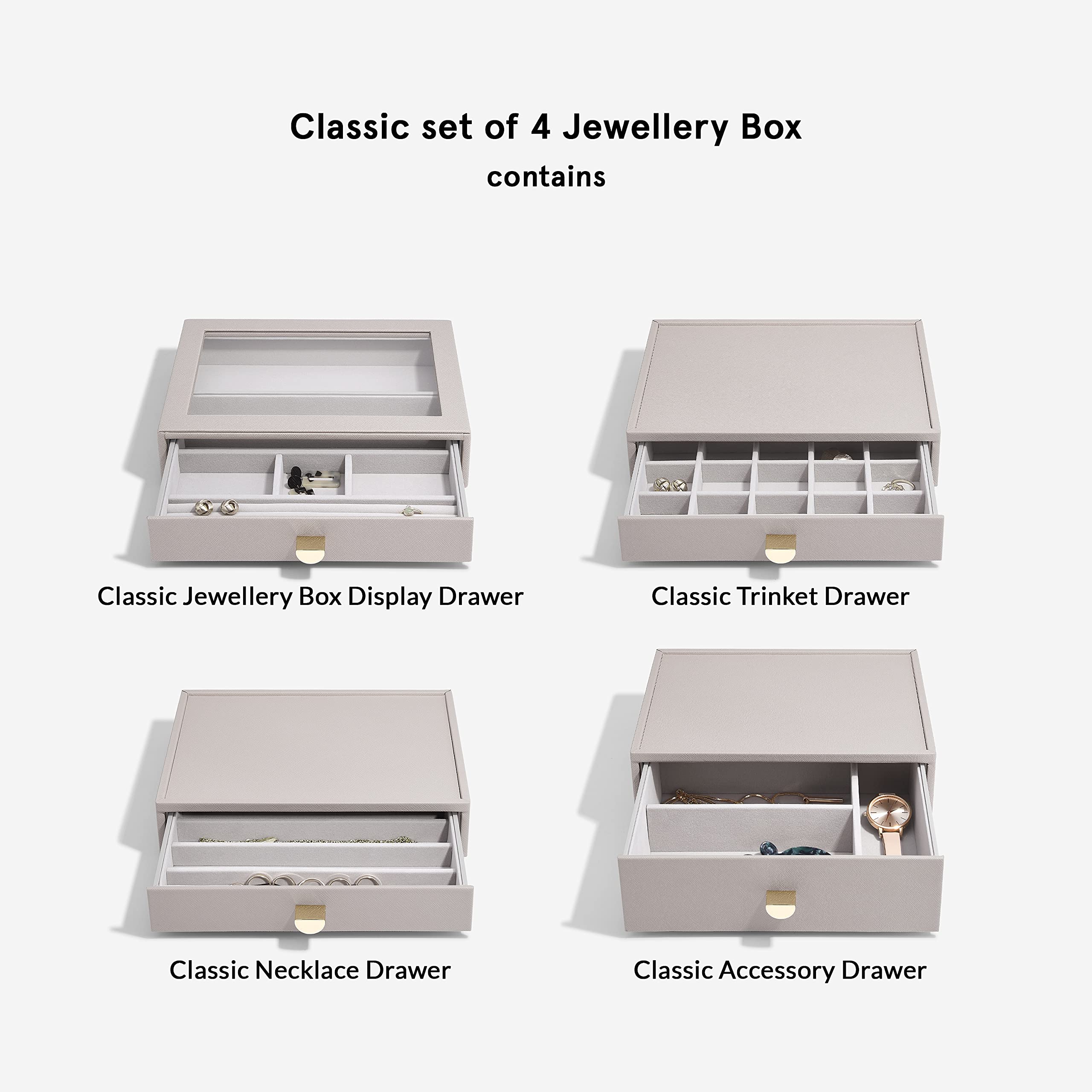 Stackers Taupe Classic Medium sieradendoosje, set van 4