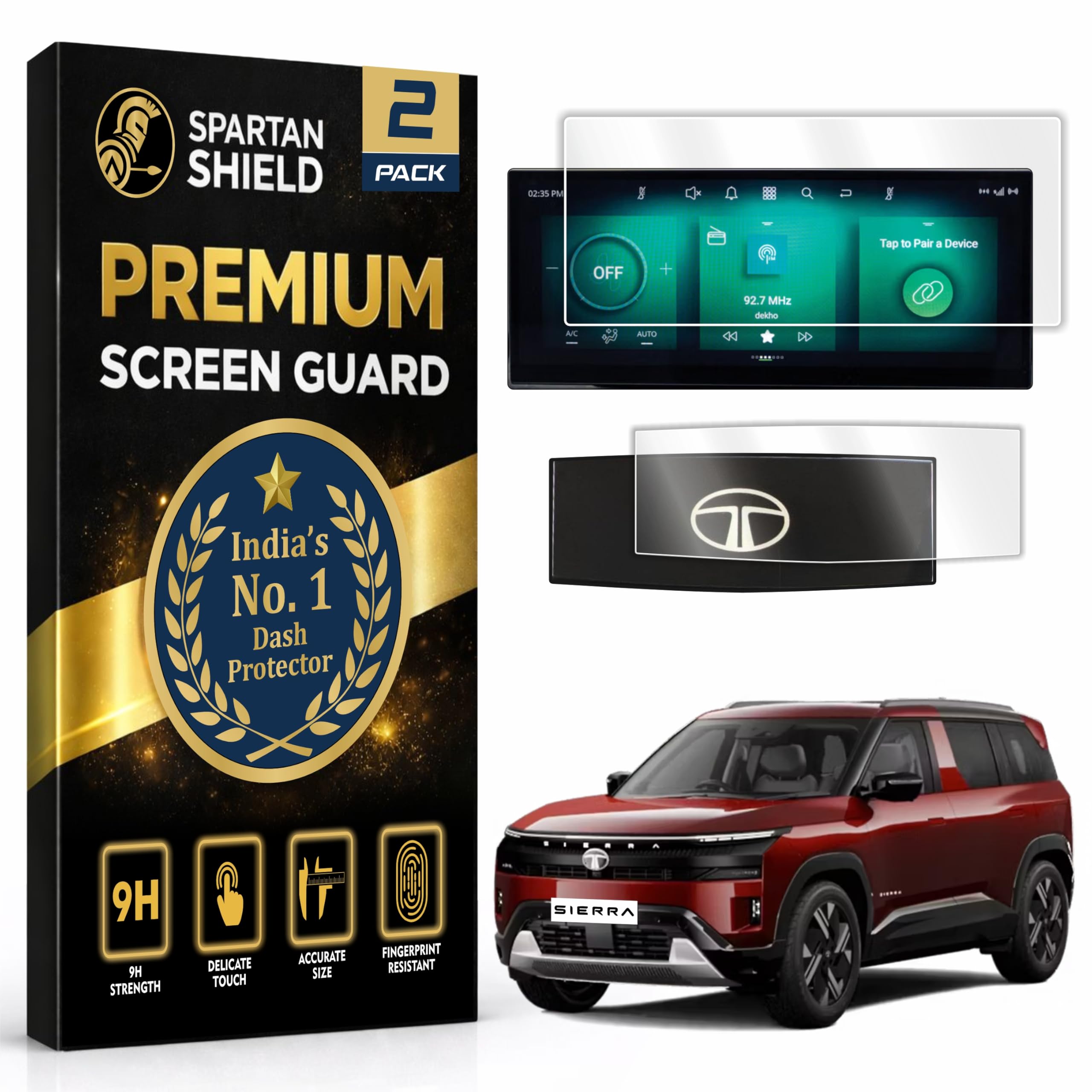 SPARTAN SHIELD {4 PACK} Screen Guard For TATA SIERRA 2025+ || ADVENTURE, PURE & PURE+ || 10.25 Inch Infotainment Touchscreen + 7 Inch Instrument Cluster + AC Panel + Sterring Cluster Protector || Anti Scratch | Water Resistant | HD Clarity || TataSierra Car Accessory 2026 [NOT TEMPERED GLASS] — Amazon image 10
