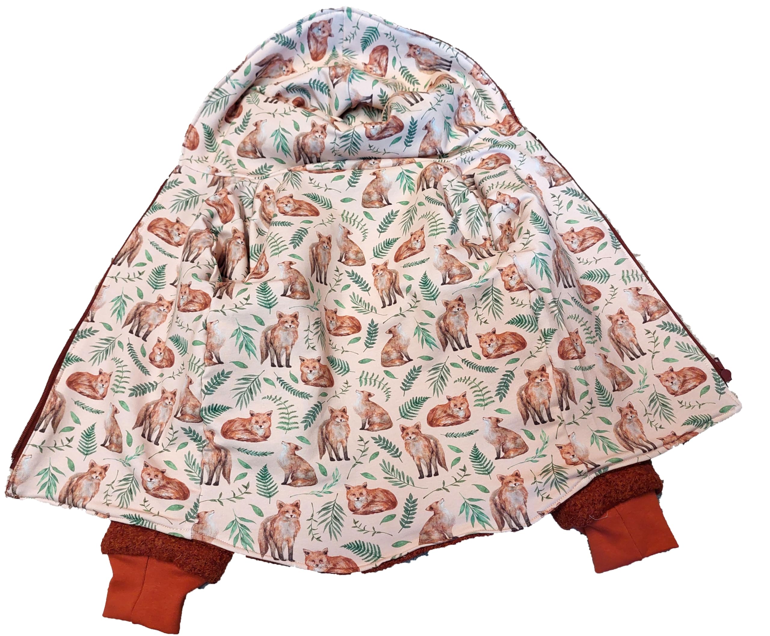 Wollwalkjacke Jacke Füchse Zipfelmützenjacke Wendejacke Wollwalk Winterjacke rostfarben