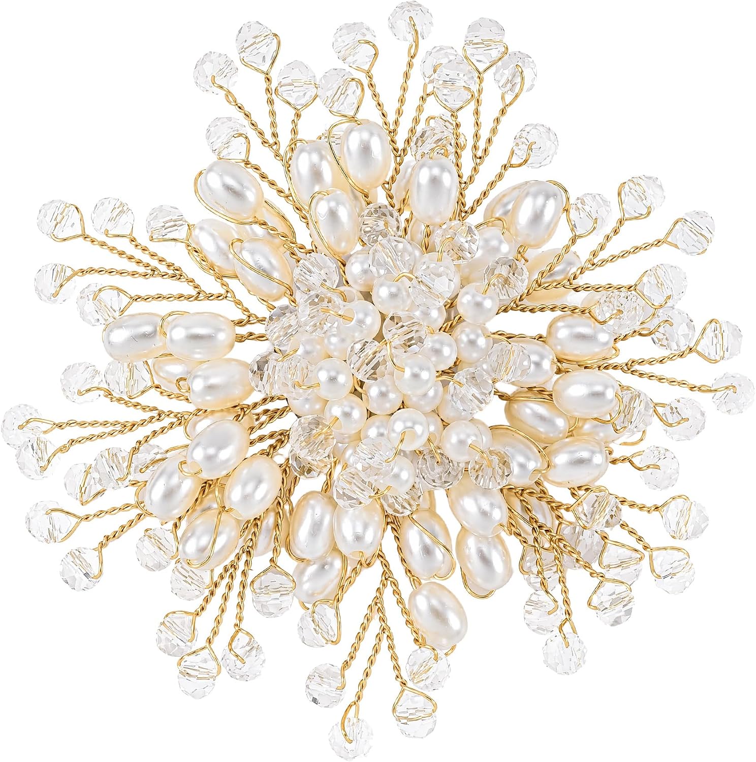 PAGOW Large Pearl Brooches for Women, Fashion Flower Pearl Striking Brooch Pins, Vintage Floral Clustered Pearls Bridal Lapel Costume Pins Decoration for Wedding Party Jewelry - 1pc, White