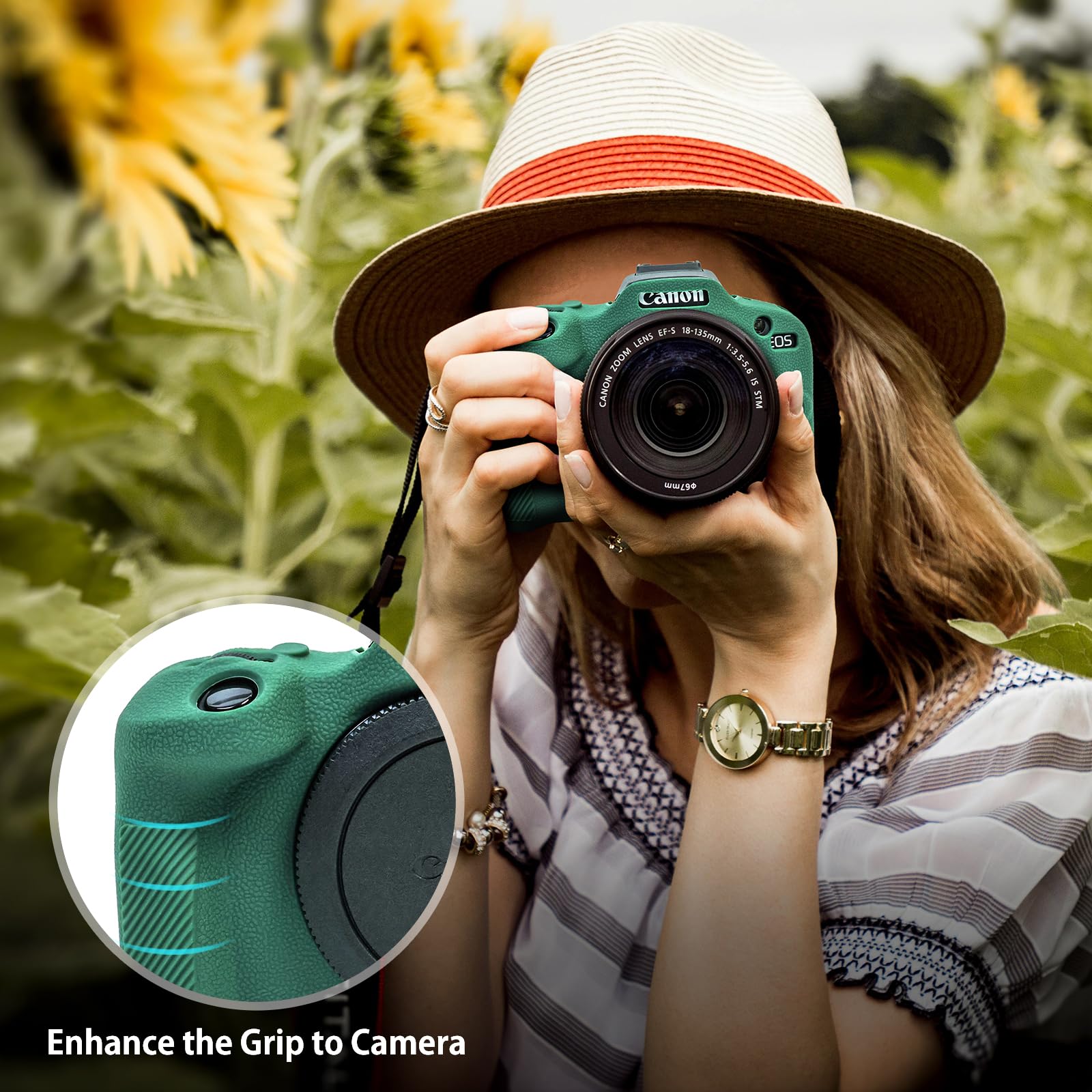 MUZIRI KINOKOO Canon EOS R100 etui, miękkie silikonowe etui ochronne do aparatu bezlusterkowego Canon EOS R100/EOSR100, odporne na zarysowania, smukłe etui silikonowe R100, zielone
