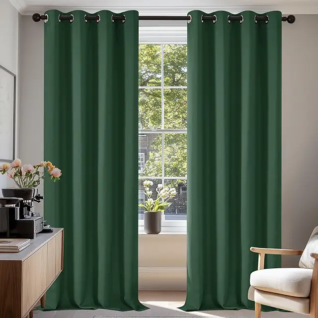 Deconovo Blackout Curtains - Storen Gardin, Forest Green, Set of 2 Panels