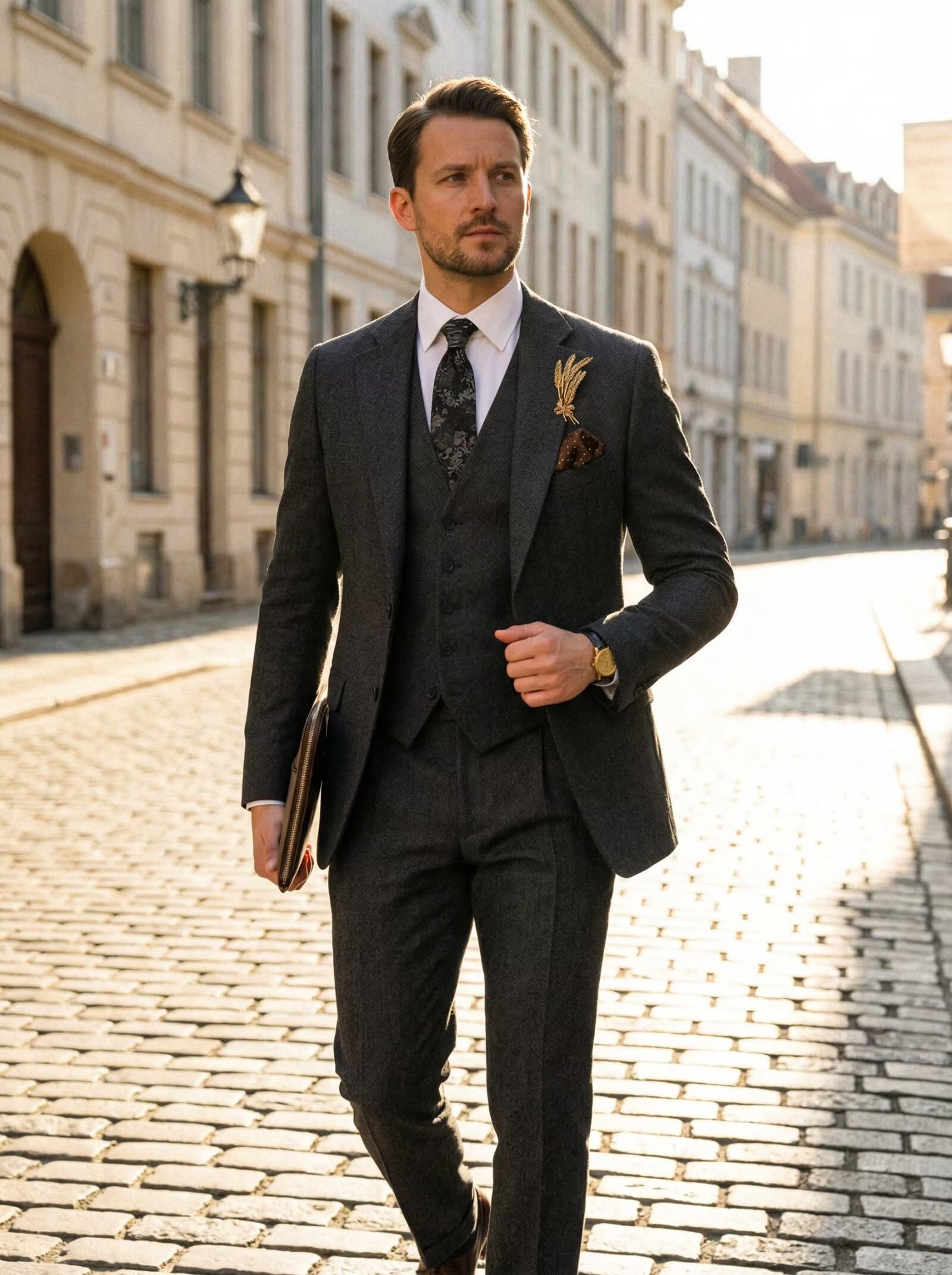 Abito da uomo retrò 3 pezzi tweed a spina di pesce abiti da uomo giacca di lana smoking sposi matrimonio blazer gilet pantaloni set ballo
