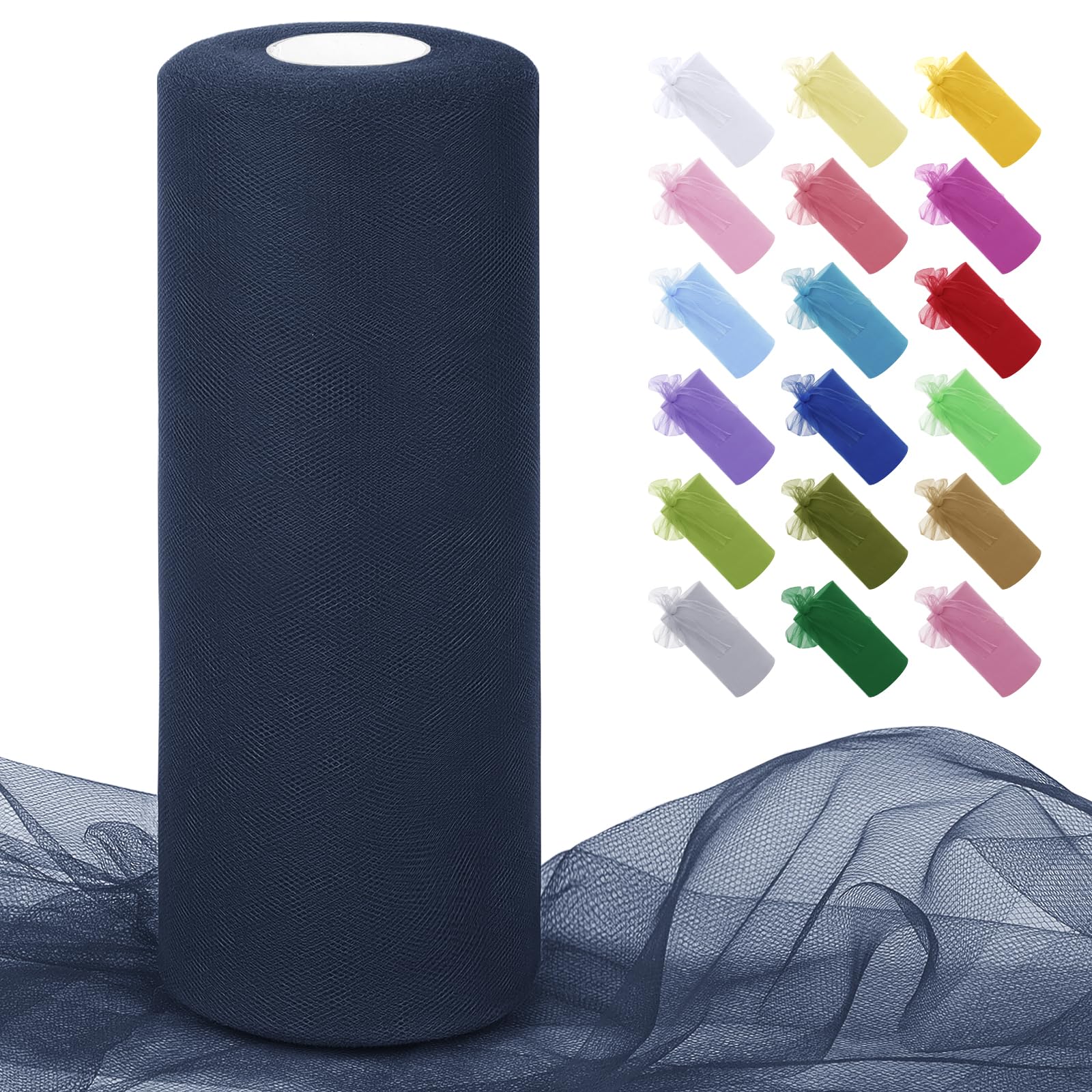 Uiopa Navy Blue Tulle Fabric Roll 30cm x 91m Polyester Netting Fabric Mesh Tulle Ribbon for Tutu Skirts, Gift Wrapping, Birthday/Party/Wedding Decoration, DIY Projects