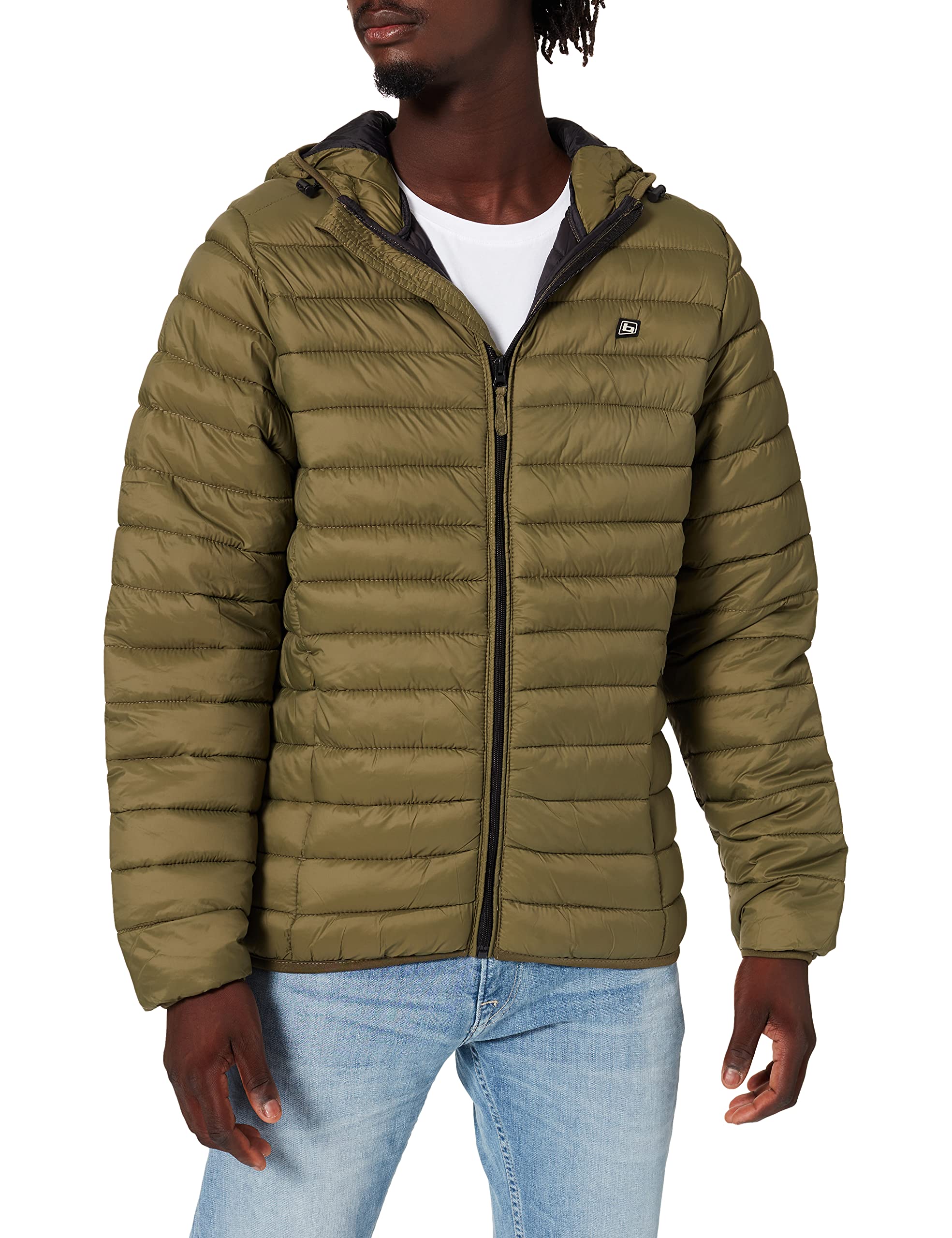b BLEND Men's Bhromsey Hood Quilted Jacket, 180523_Winter Moss, L