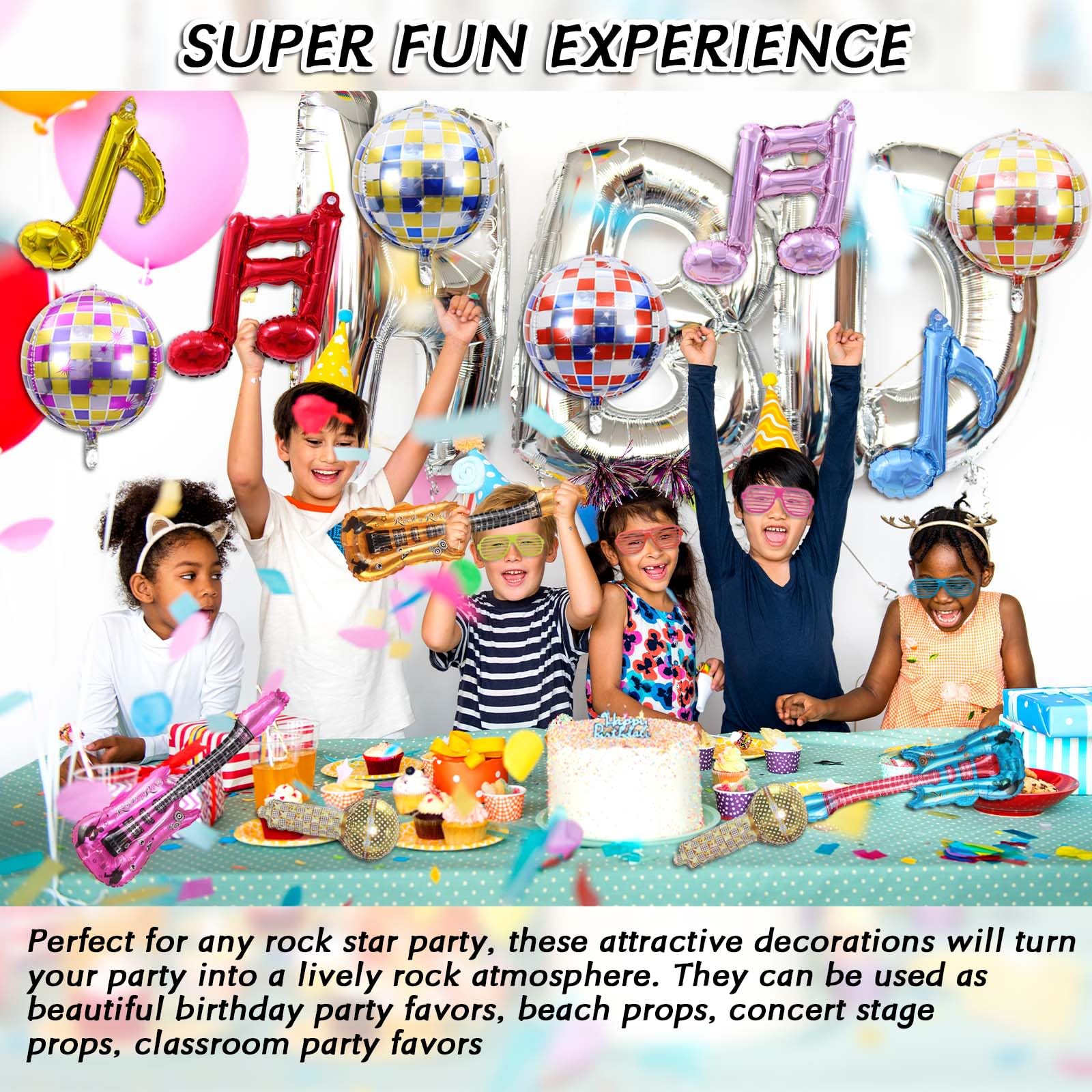 20 Juguetes inflables Rock Star Toys para decoración de Carnaval y Fiestas，Set de Juguetes Musicales para Rock Infantil, con Micrófono, Saxofón y Lentes, Fiestas y Eventos Temáticos