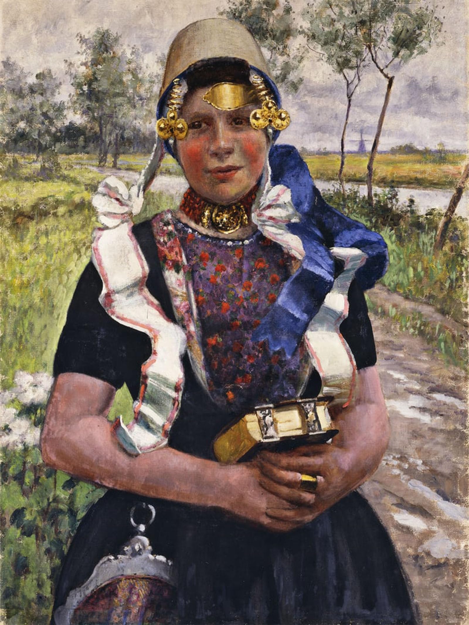 SERENDIPITP Abstract Painting Mural Print Picture Wall Decor Painting Dutch Finery Marken Girl by George Hitchcock Vintage Wall Artwork for Home Decor 60x90cm