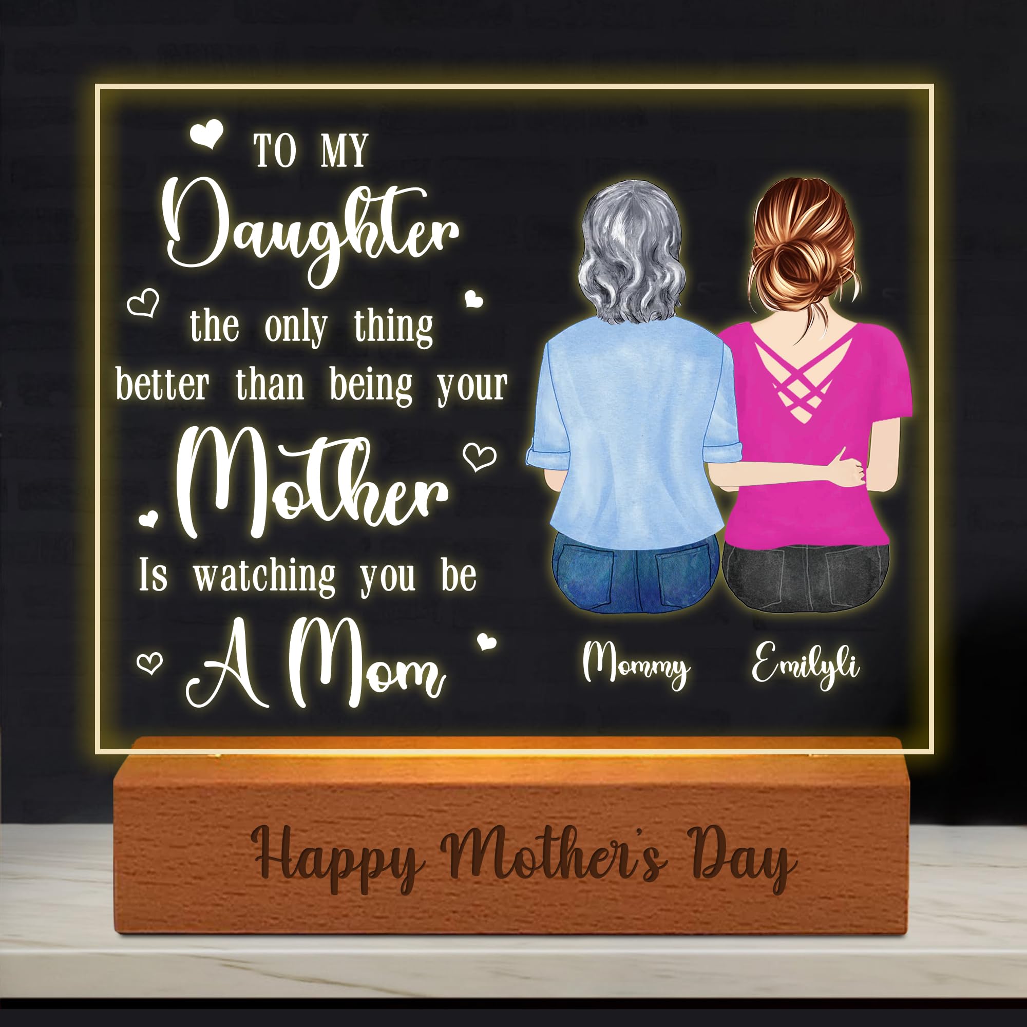 TATLETATLE Personalized Acrylic Night Light,Custom Acrylic Lamp with Character Design Photos,Personalized Photo Gifts for Mom from Daughter Son,Mothers Birthday Gifts for Mama Women (Night Light-06)