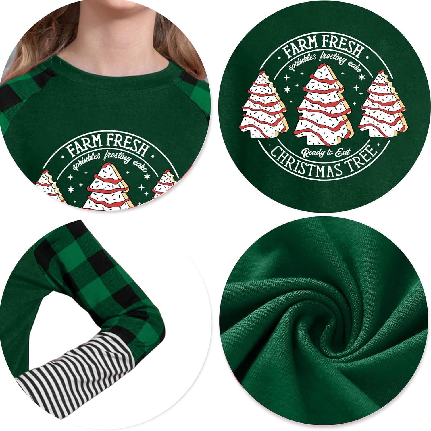 Girls Christmas Shirt Kids Merry Christmas Trees Shirts Ugly Xmas Santa Plaid Long Sleeve Tops 5-14 Years - Image 7