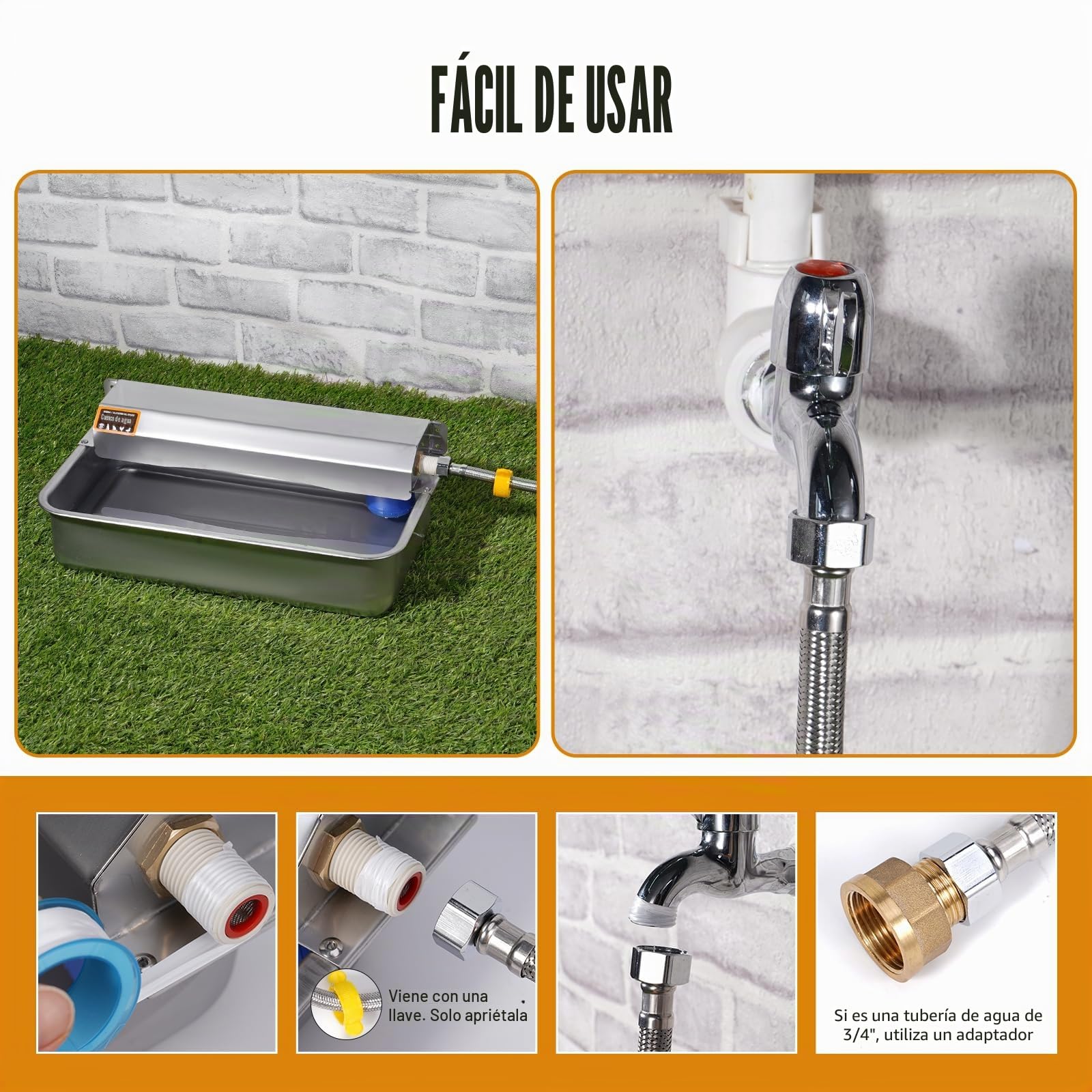 Bebedero Automático para Perros 6L en Acero Inoxidable con Tapón de Vaciado | Llenado Automático para Perros Grandes, Gatos, Pollos y Ganado