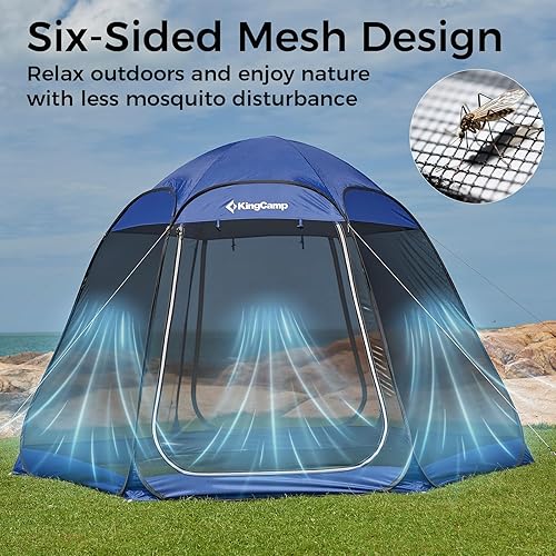 Miniatura 4 de KingCamp Tienda de campaña con pantalla desplegable, tienda de campaña para 4-6 personas, 10 x 10 pies, portátil, con sombrilla desmontable para