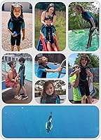 Vista 6 de Hevto Traje de neopreno corto para niños, de 2 mm, para niños pequeños, niñas y jóvenes, traje térmico con cremallera frontal para natación