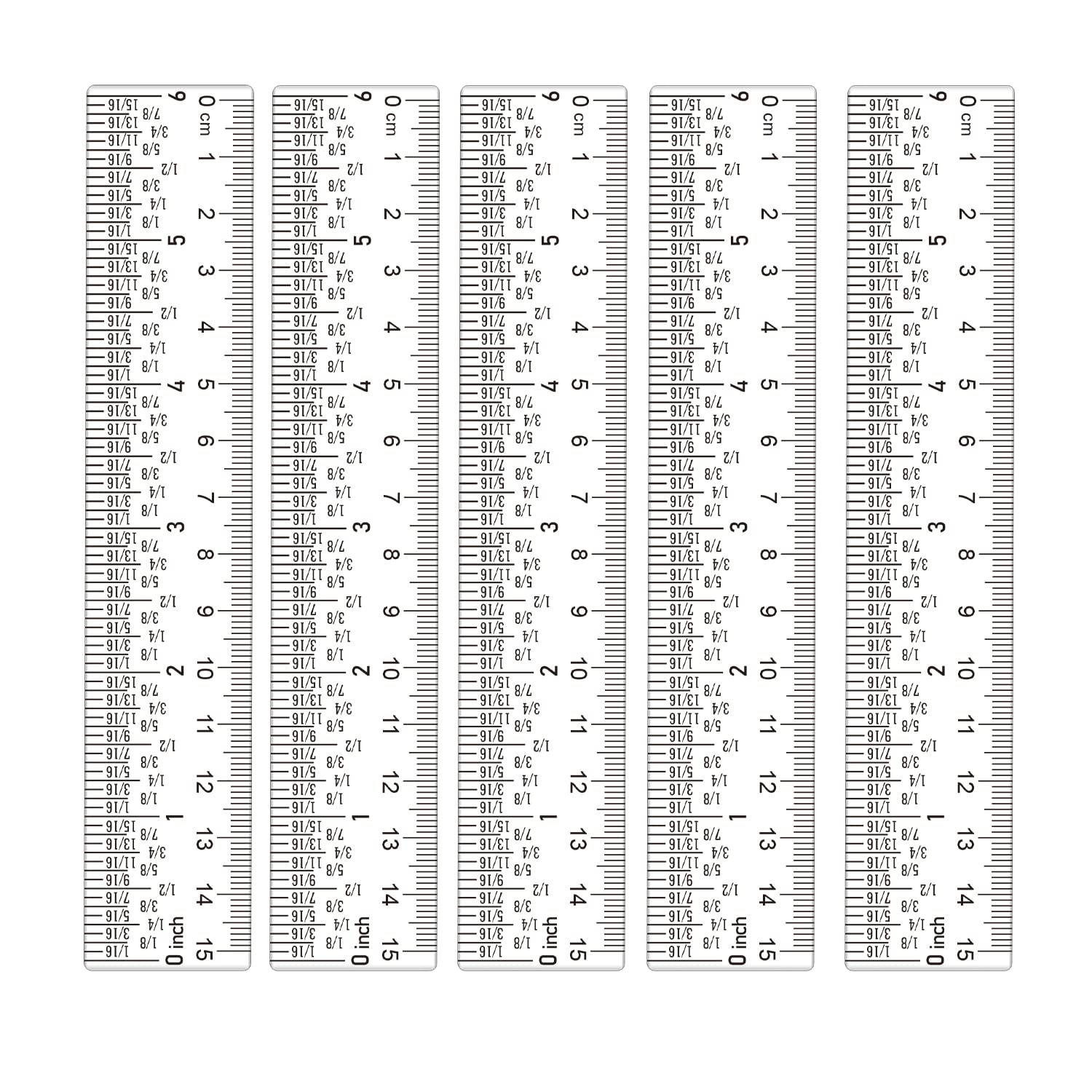 BAOFALI 5PCS 6 Inch Clear Acrylic Ruler with Inches & Metric Measuring Tool 6" Inch Straight Edge Rulers for Scrapbooking Card-Making Student School