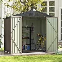 Patiowell 8x6 FT Metal Outdoor Storage Shed - Galvanized Steel Tool Shed with Lockable Doors, Sloped Roof, Air Vents for Backyard Garden Patio, Brown
