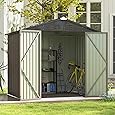 Outdoor Metal Sheds 6x8, Outdoor Storage Shed Metal Garden Tool Shed for Backyard, Utility Sheds Buildings with Air Vent