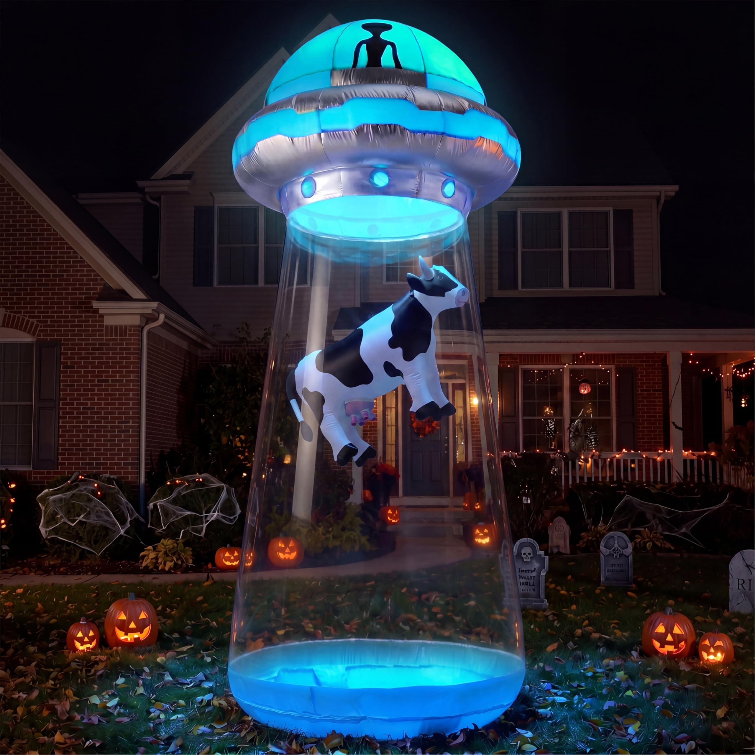 Joiedomi Decorazione da Giardino UFO Gonfiabile di Halloween Alta 9 FT con LED Incorporati Gonfiabili per la Festa di Halloween per Interni, Esterni, Cortile, Giardino, Decorazioni per Prato