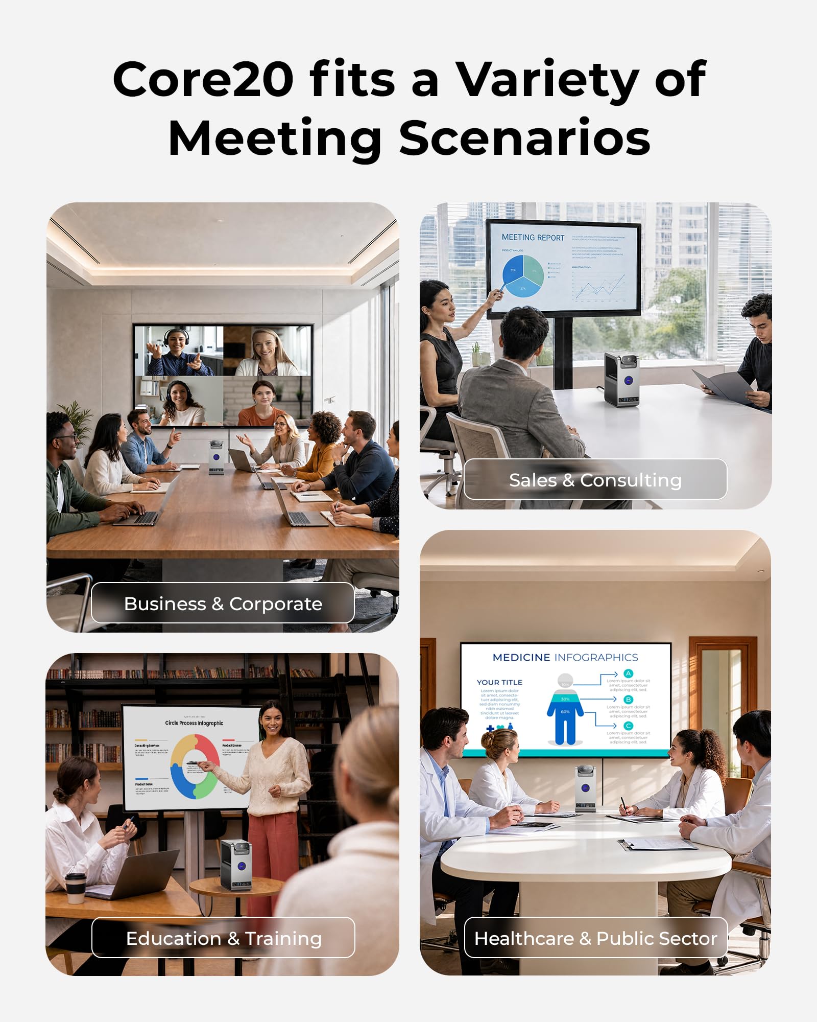 CZUR Core20 MeetingHub - Sistema de videoconferencia con cámara 4K para