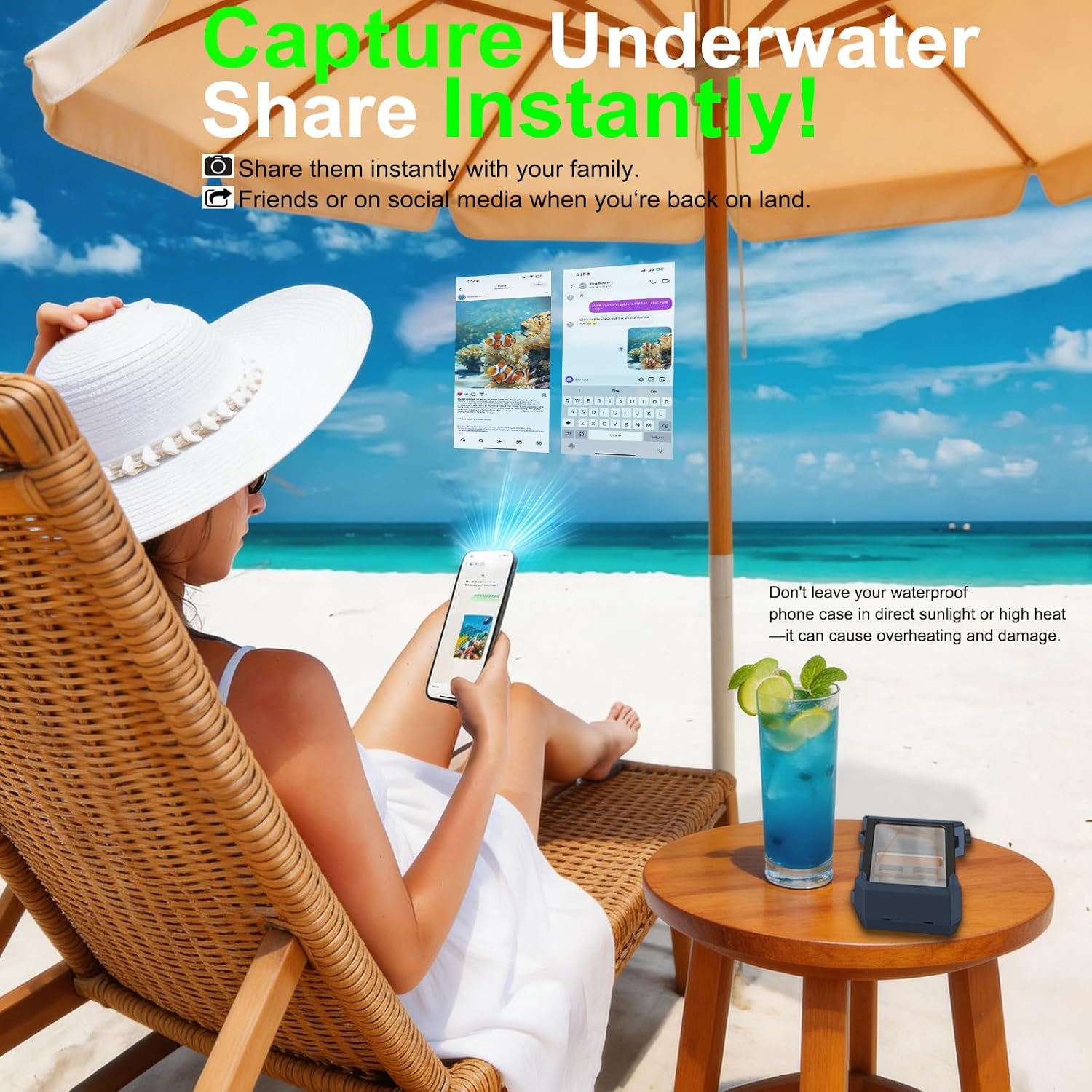 2026 Diving Snorkeling Phone Case for iPhone 17/16/15/14/13/12/11 Pro Max/XS/X Samsung Galaxy S26/S25/S24 Professional Scuba Dive Waterproof Underwater Photo Video Cover (5TH Gen, Blue-)
