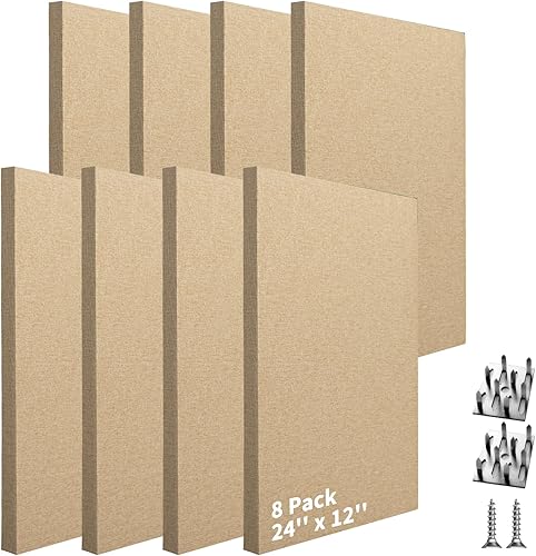 Miniatura 11 de Art3dwallpanels 4 PCS Paneles Acústicos, 24''x12'' Paneles de Pared de Tela Insonorizados, Paneles de Absorción de Sonido de Montaje Fácil con Gris