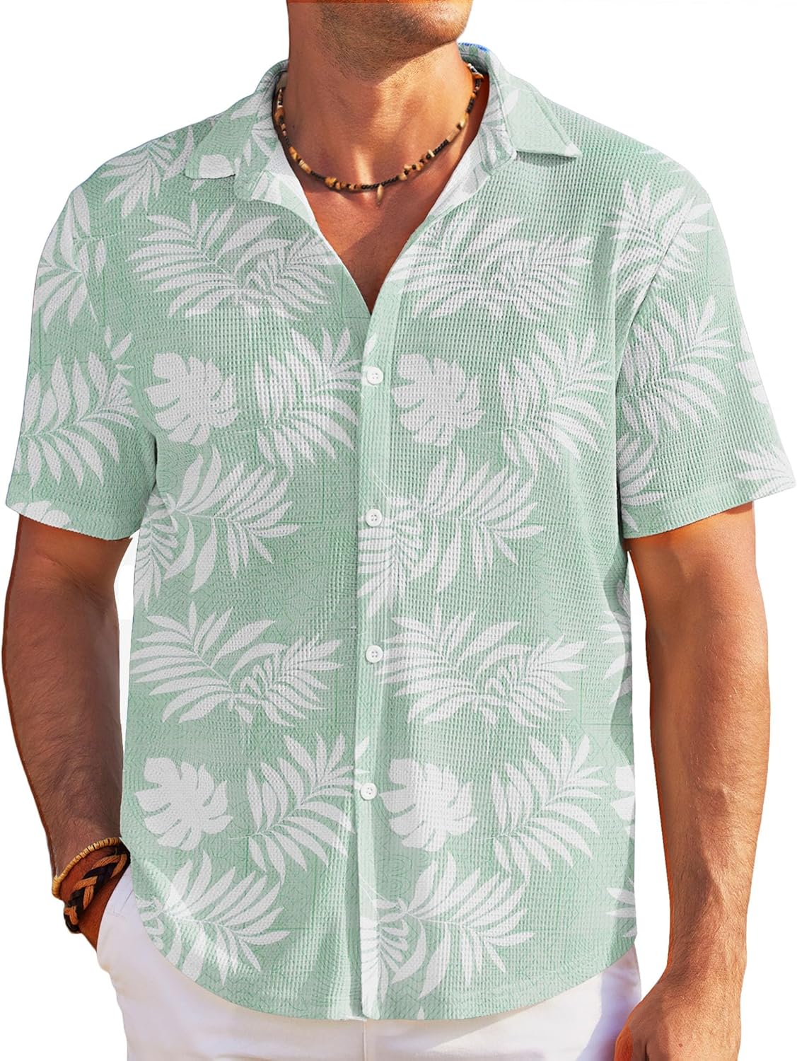 COOFANDY Men's Short Sleeve Waffle Knit Button Down Ethiopia Ubuy